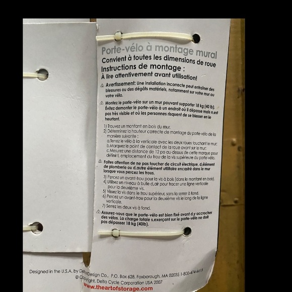 NWT DELTA CYCLE WALL BIKE RACK GARAGE SPACE SAVER - Picture 11 of 14